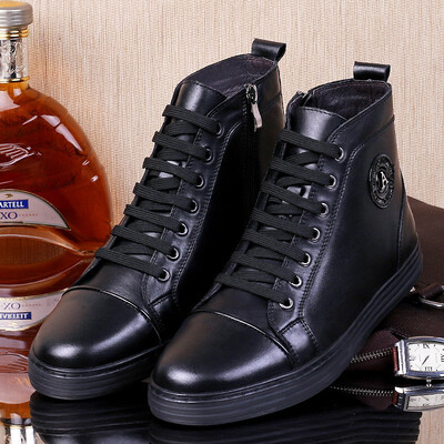 

2018 new autumn&winter new Korean mens shoes leather high-top shoes British casual tie mens trend Martin boots