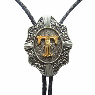 

Men Bolo Tie Original Initial Letter Western Cowboy Cowgirl Wedding Bolo Tie Leather Necklace