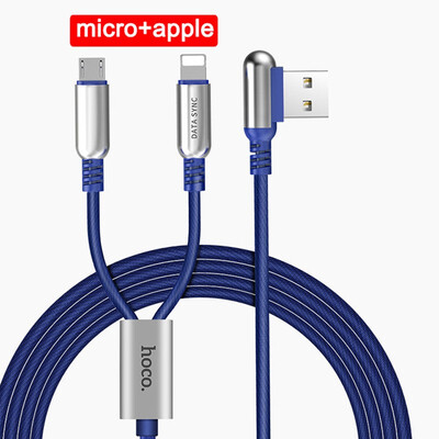 

HOCO 3in1 Zinc Alloy 90 Degree USB Data Charging Cable for Lightning Apple Charger Micro-USB Type-C for iPhone 6 7 8 Samsung