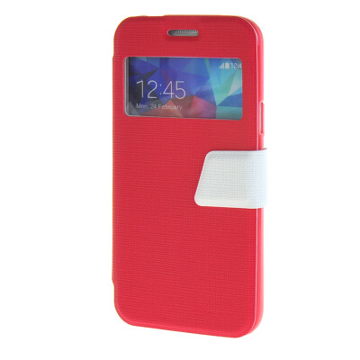 

MOONCASE Side Flip Hard board Slim Leather Bracket Window Case Cover for Samsung Galaxy S5 Mini Hot pink