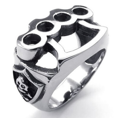 

Hpolw High Quanlity Mens 316L Stainless Steel Skull RingSkeleton Boxing Glove fashion Jewelry Black&Silver