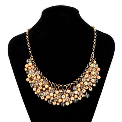 

Gold Plated Acrylic Short Chain Multilayer Party Sweater Necklace Mixed Style