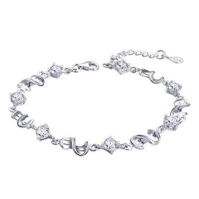 

CZ Diamond Rhinestone Elegant Bracelets For Women Fashion Jewelry Gift Charm Bracelet White Gold Plated WHBD26