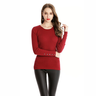 

PREISEI New Autumn Women Knitted Shirt Solid Slim Thin Casual Simple Round Collar Long Sleeve Knitwear Sweater Undershirt