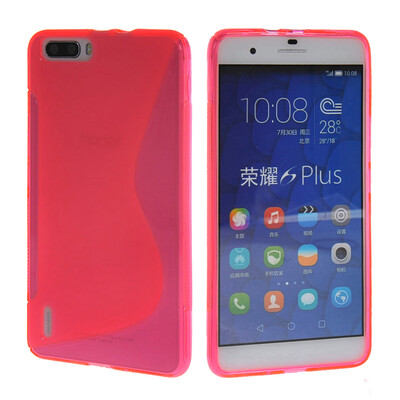 

MOONCASE  - Line Soft Flexible Silicone Gel TPU Skin Shell Back Case Cover for Huawei Honor 6 plus 6X Hot pink