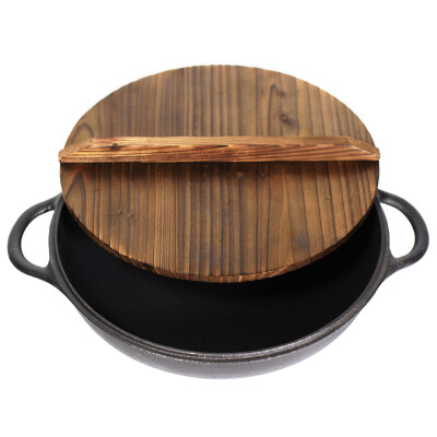 

Jingdong supermarket cast taste Jill May 28cm cast iron flat bottom frying pan steak frying pan induction cooker general wood cover section