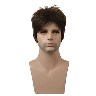 

StrongBeauty Short Brown Choppy Layers Synthetic Wig Wigs for Men Full Wigs