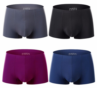 

Qianbeilivk Mens Boxer Briefs Ice Silk Sexy Soft Breathable Fast Drying Underwear 4 Pack