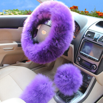 

Universal Car Plush Fuzzy Steering Wheel Cover Wool Fur Gear Knob Shifter Brake