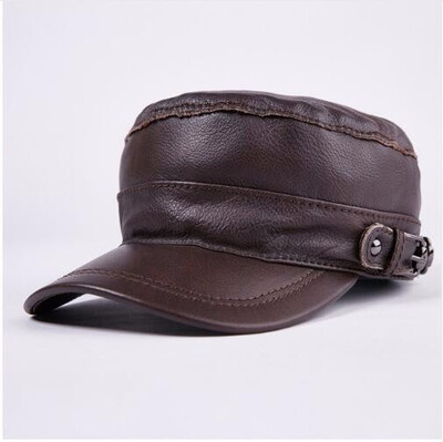 

100 Genuine Leather Baseball Cap New Mens Real Leather Cap Male Adult Solid Adjustable Army Hat Winter Warm Peaked Cap B-7204