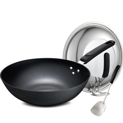

Ai Shida 30CM new generation of cast iron rust can not wok WG8330QB healthy uncoated cooking pot wok frying pan