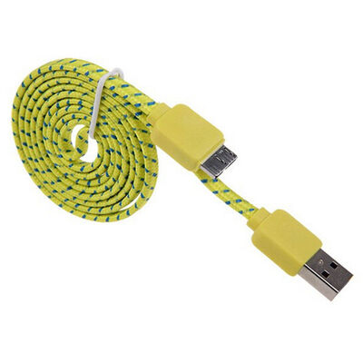 

Braided Flat Cable Micro USB 30 Data Sync Charging Cord For Samsung Galaxy Note 3 N9000 S5