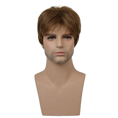 

StrongBeauty Short Brown Choppy Layers Synthetic Wig Wigs for Men Full Wigs