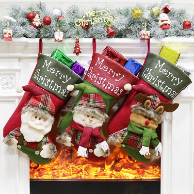 

3pcsset Non-Woven Christmas Hanging Stockings Santa Snowman Reindeer Gift Candy Bags Christmas Decorations Ornaments