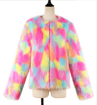 

Elegant colorful faux fur coat female fashion leopard faux fur long-sleeved womens coat autumn&winter coat coat furry coat