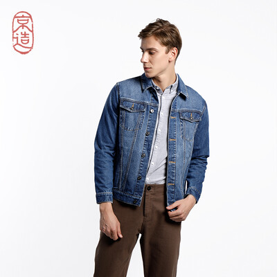 

JZAO mens denim jacket denim jacket jacket mens jacket male autumn new blue M 17088A