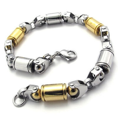 

Hpolw Gold&Silver Stainless Steel Circular geometry Link Mens Lobster Clasps Bracelet8mm031" Length 885"225cm