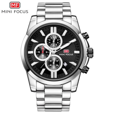 

MINI FOCUS Fashion Stainless Steel Strap Sport Men Quartz Watch MF0134G