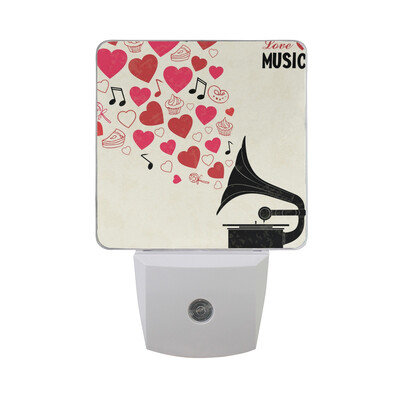 

ALAZA LED Night Light With Smart Dusk To Dawn SensorHappy Valentines Day Love Words Heart Plug In Night Light