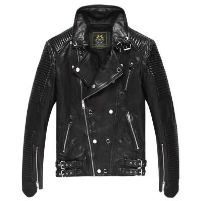 

Men's genuine leather jacket 2017 hot sale autumn winter clothing genuine sheepskin short coat real leather the newest style