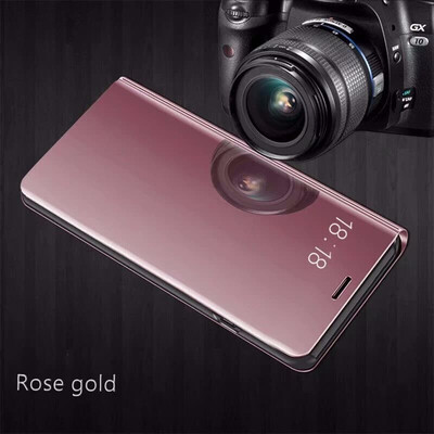 

Goowiiz Phone Case For OnePlus 6 Luxury Slim Mirror Flip Shell Stand Leather Smart Cover