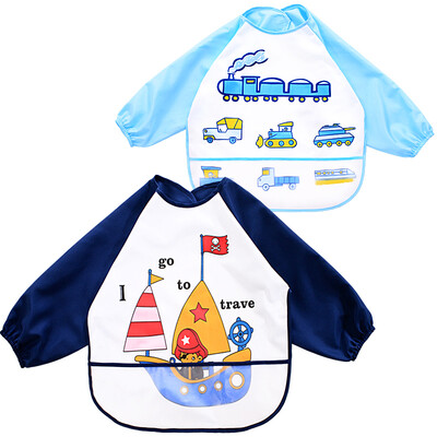 

Elephant baby elepbaby baby food hood baby bibs children waterproof painting anti-dress 2 pieces Tibetan green pirate light blue train