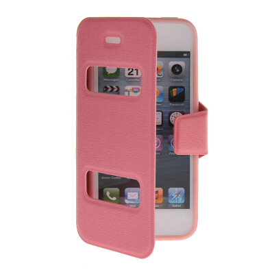 

MOONCASE View Window Leather Side Flip Pouch Hard board Shell Back чехол для Apple iPhone 5 / 5S Pink