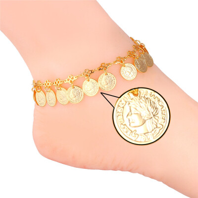 

2015 Queen Coin Foot Bracelet For Women Gift 18K Real Gold/Platinum Plated Barefoot Sandals Anklet Bracelet On Leg