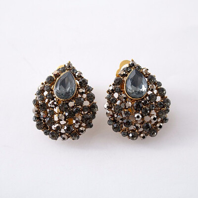 

No Hole Ear Clips Earrings High Quality Woman Jewelry Accessories Silver Black AB Crystal Clips On The Ears