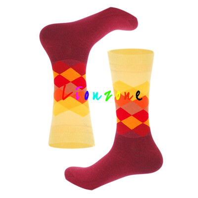 

LIONZONE 2018 Happy Socks Men Women Lovers Lattice Diamond Style Combed Cotton Socks Hip Hop Happy Socks Funny Gift