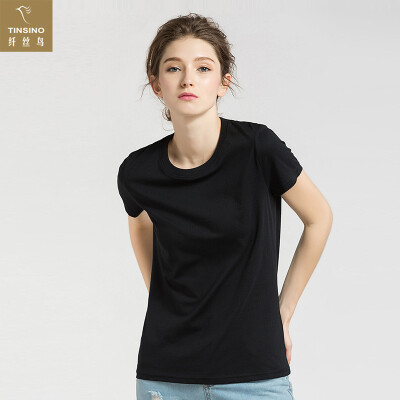 

Filament bird TINSINO womens bottoming shirt comfortable&breathable slim round neck T-shirt female models WHY90421 black