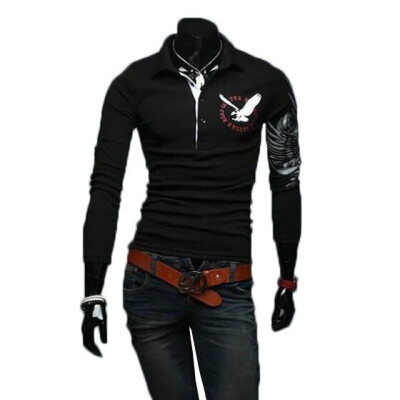 

Zogaa Mens POLO Shirt European Casual Eagle Printing Lapel