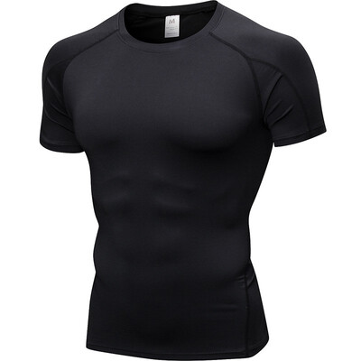 

Quick Dry Men Compression Gym Training Running Short T-Shirt Mens Sportswear