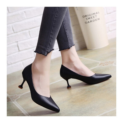 

2018 spring new work shoes female black high heel womens shoes fine with professional pointed single shoes with womens shoes
