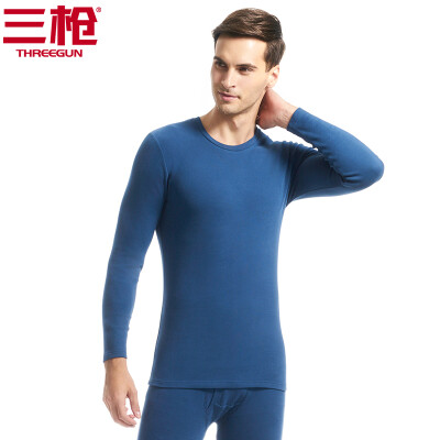 

Three guns thermal underwear men 2018 autumn&winter new product refreshing skin stretch thick cotton round neck v-neck long-sleeved couple autumn clothes long pants womens suit mens deep blue