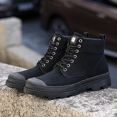 

Mens Boots Fashion Lace Up Casual Shoes Leather Shoes Martin Boots Higt Cut Shoes For Men Black Size 39-44