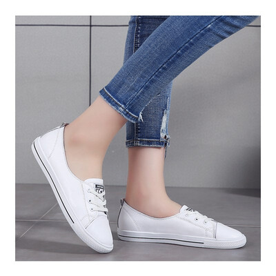 

2018 new leather white shoes female summer casual flat shoes one pedal lazy shoes shallow mouth student single shoes shoes
