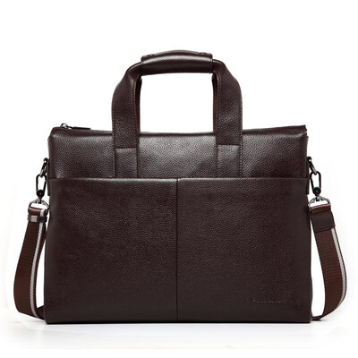 

PKoune®100 Genuine Leather men bag Shoulder Bags Brand New mens briefcase business mens travel bags tote Men messenger bags