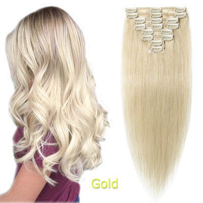 

40-60cm 8pcsset 1618202224" 100 human Hair Extensions Natural Straight Clip In Hair Extentions Soft Reusable