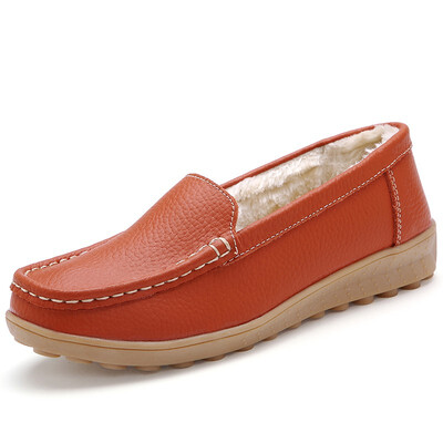 

Winter plus velvet leather nurse shoes plus cotton casual pregnant mother driving flat shoes peas shoes female slip