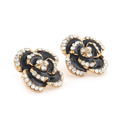 

Stud Popular 1 Pair Fashion Jewelry Flowers Drip Earrings Rose/black Gold Ladies