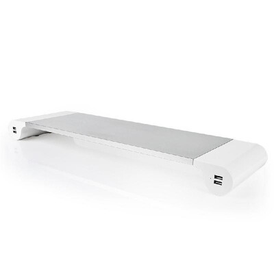 

Aluminum Alloy Metal Monitor Stand Space Bar Dock Desk Riser with 4 USB Ports for IMac MacBook Computer Laptop Gadgets