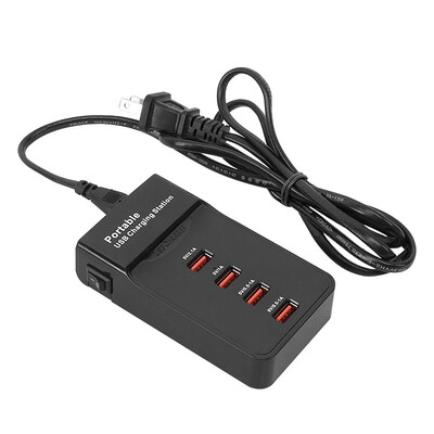 

Mzxtby Universal 4 USB Ports Charger HUB Desktop EUUS Plug Wall Socket Charging Extension Socket Power Adapter for Phone Tablet