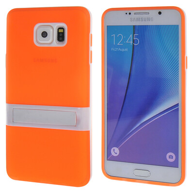 

MOONCASE Samsung Galaxy Note 5 ЧЕХОЛ ДЛЯ Soft Silicone Gel TPU Skin With Bracket Protective Orange 01