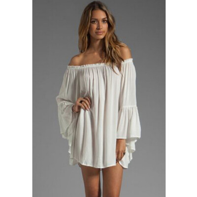 

Naixini Woman'S Word Shoulder Loose Chiffon Dress