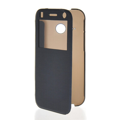 

MOONCASE Ultra Thin Leather Side Flip Pouch Hard board Shell Back Case Cover for HTC One 2 Mini（ M8 Mini ) Sapphire