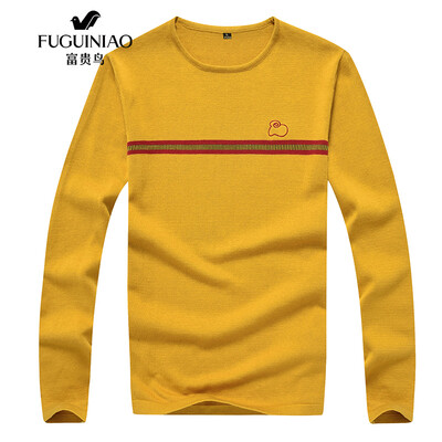 

FuGUINIAO sweater sweater mens fashion slim round neck long-sleeved sweater youth comfortable bottoming shirt male treasure blue L
