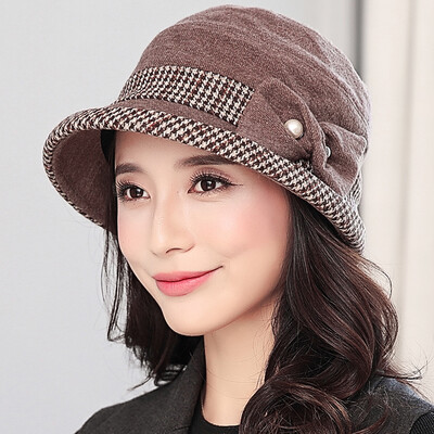 

Lan Shi rain hat female autumn&winter curling small hat female cotton British beret cap M0521 coffee color