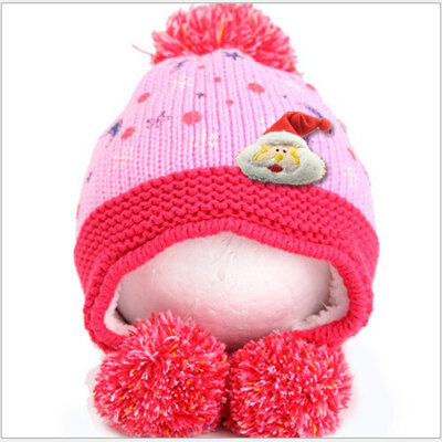 

Buebos Ninos Autumn Winter Children Hat Santa Claus Double Balls Cashmere Ear Warmer Kids BoyS Girls Knitted Hat Chrisrmas Gift