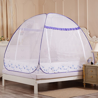 

Ying Xin mosquito nets Home Textiles three to open the door to be installed yurt mosquito dome nets foldable wire back to the word mosquito net 18 meters bed green